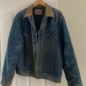 Vintage Lee Storm Rider Corduroy Collar Lined Denim Jean Jacket Mens 44